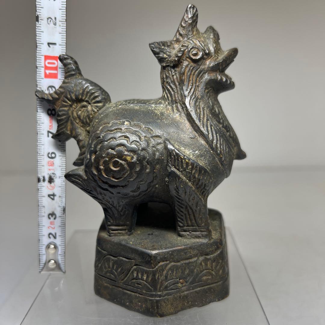 中国古玩古銅鳥置物　ケース付　733g高12.5㎝　東Y7-0702⭐︎2Fトヒオ