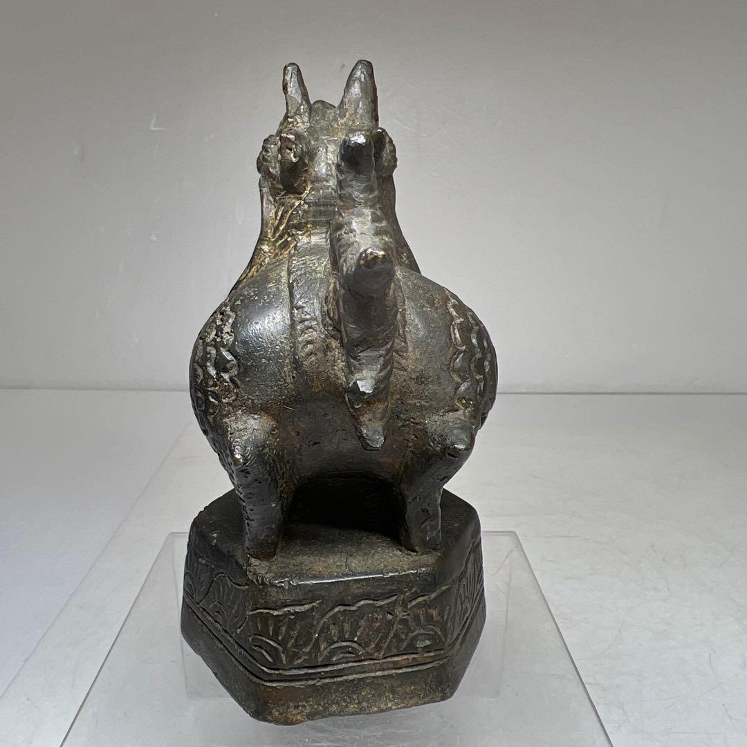 中国古玩古銅鳥置物　ケース付　733g高12.5㎝　東Y7-0702⭐︎2Fトヒオ