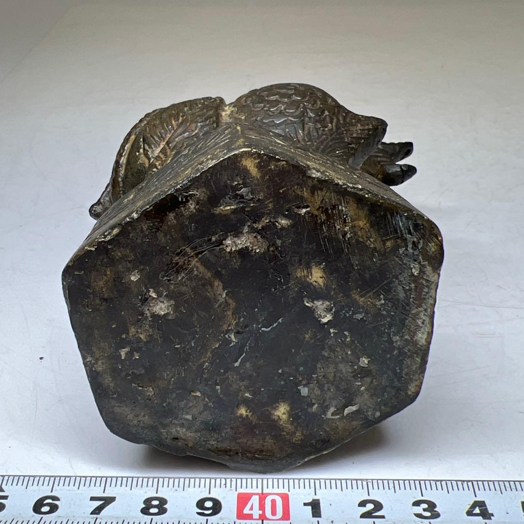 中国古玩古銅鳥置物　ケース付　733g高12.5㎝　東Y7-0702⭐︎2Fトヒオ