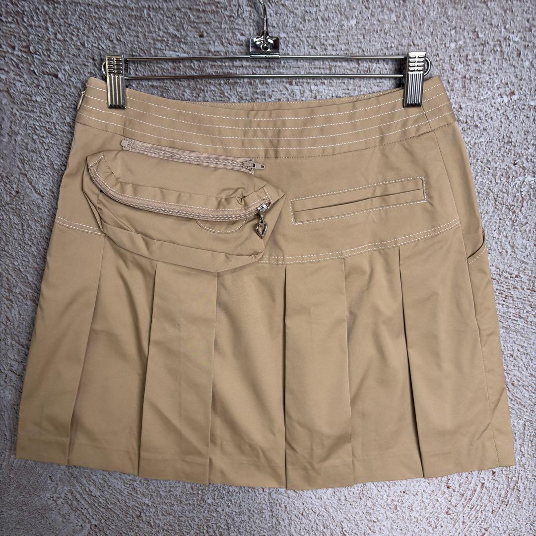 JUN&ROPE プリーツスカート ベージュ 取り外し可ポーチ付き Mサイズ