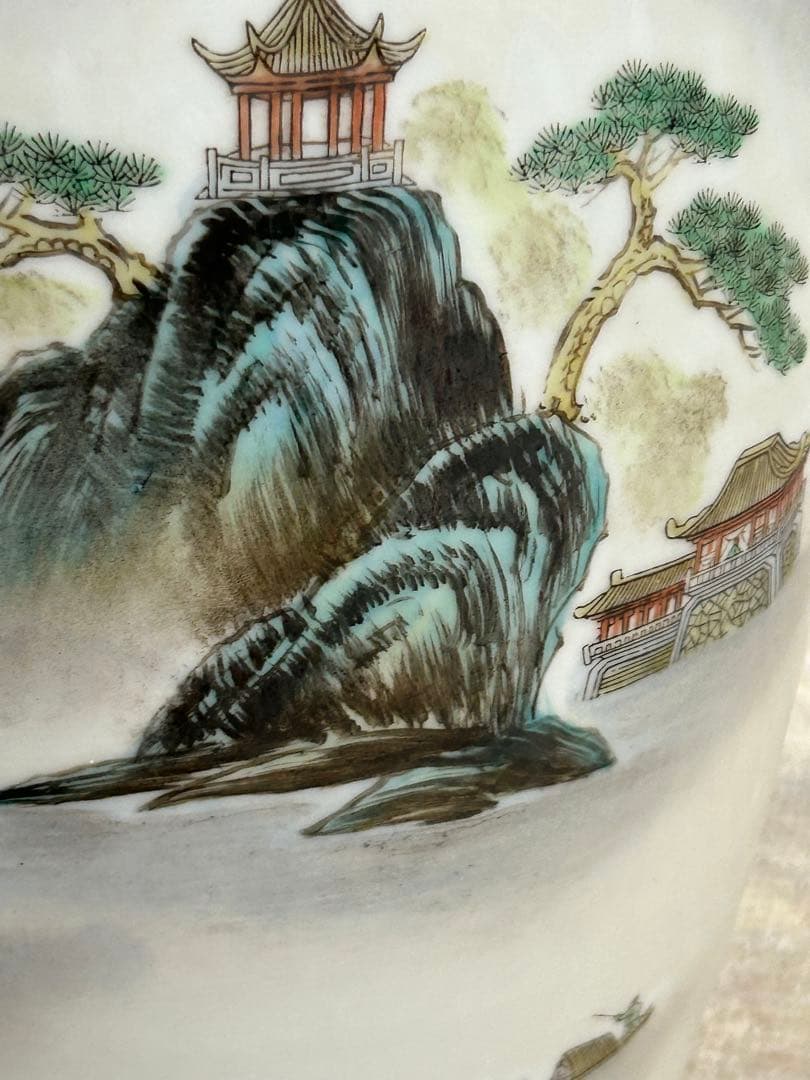 中国　景徳鎮製　山水　大瓶　送料込み0730