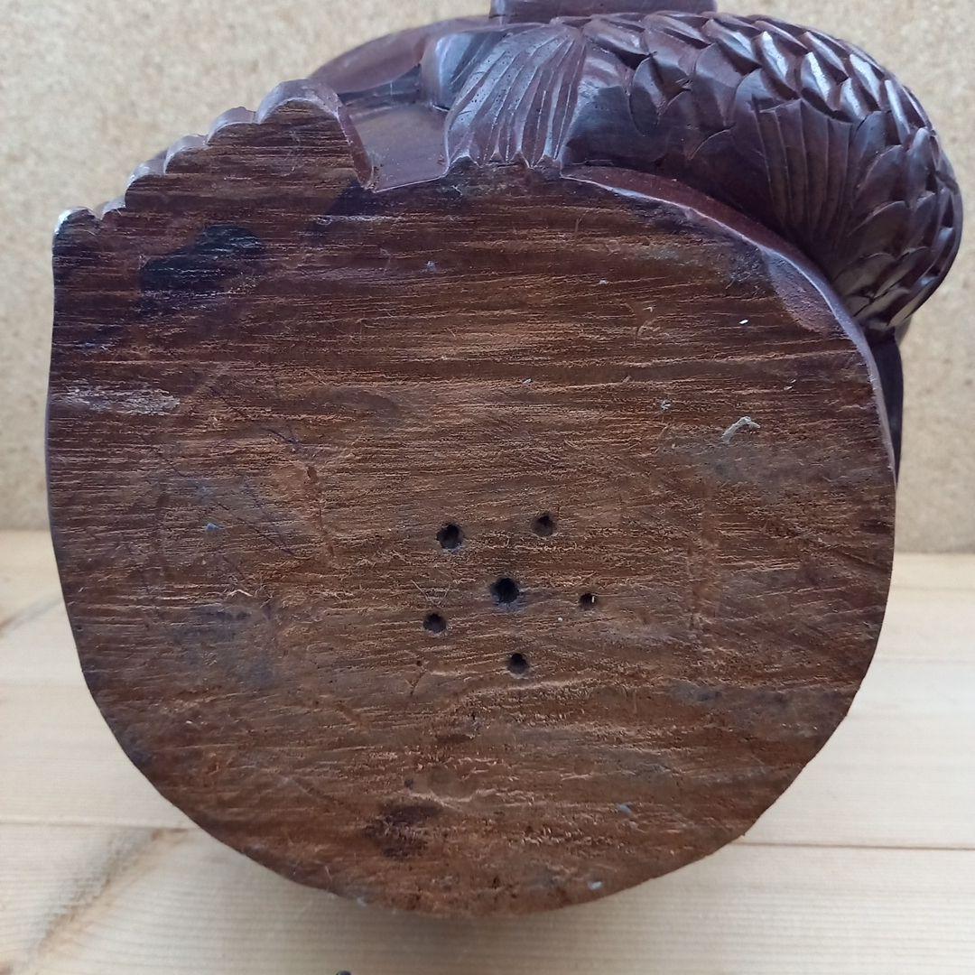 木彫　福の神　彫刻　恵比寿　縁起物　置物　手彫