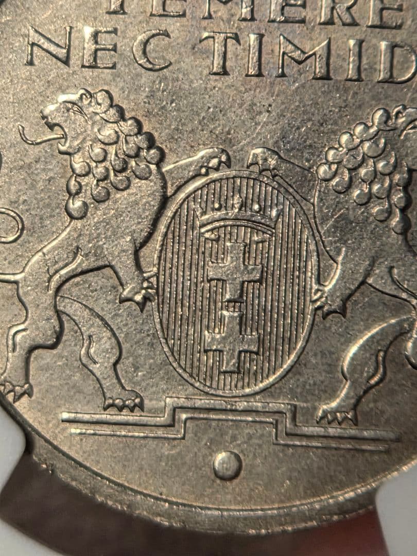 (稀少)ダンツィヒ自由市　5グルデン　ニッケル貨　1935