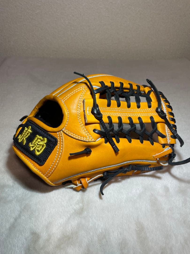 野球　オレンジ レザー 硬式グローブ　東駒