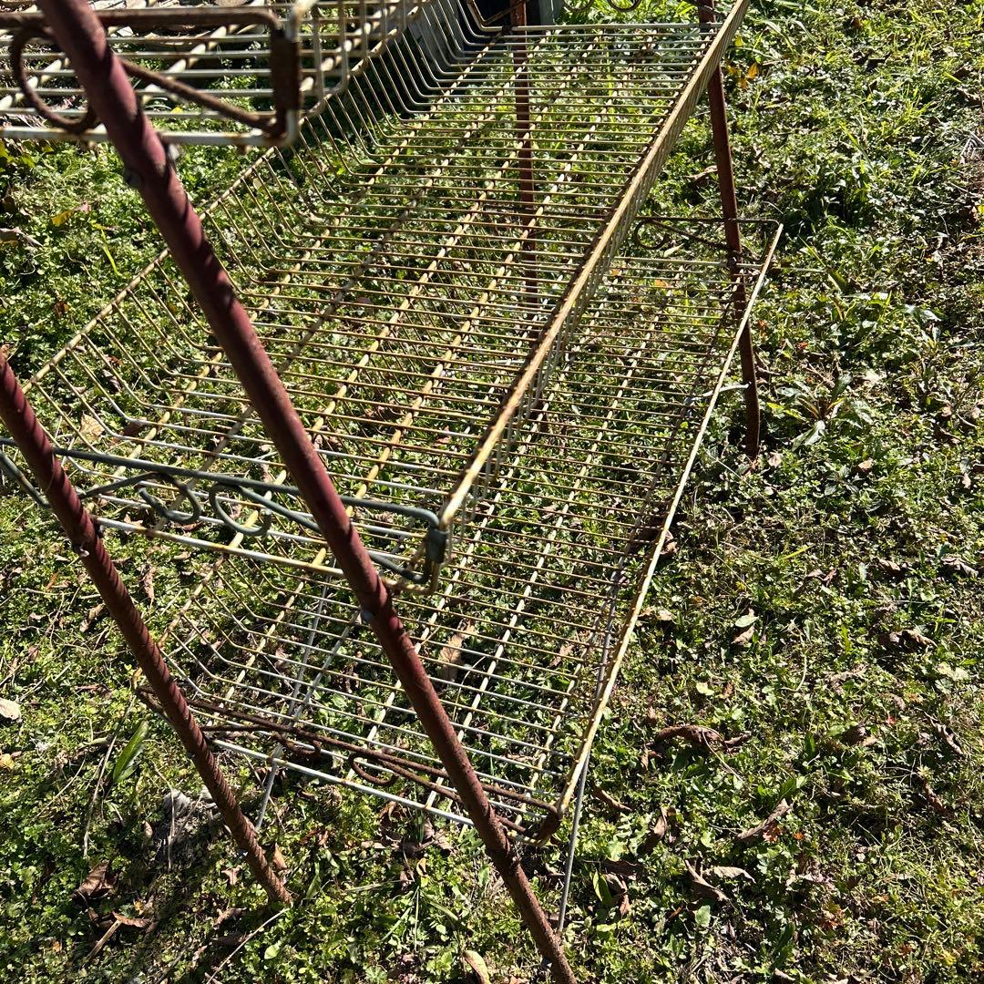 昭和レトロ　アンティーク　シャビー 3段ワイヤーラック 引き取り限定