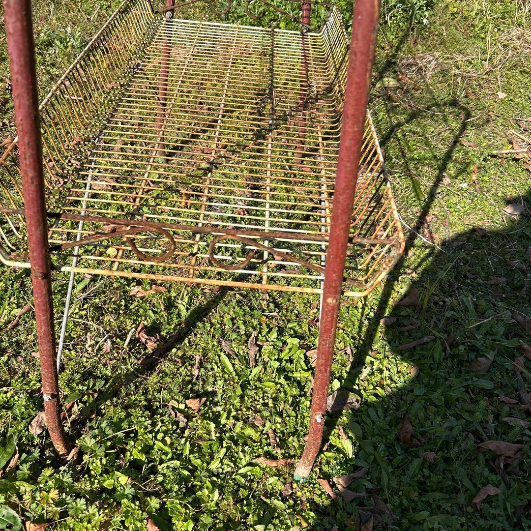 昭和レトロ　アンティーク　シャビー 3段ワイヤーラック 引き取り限定