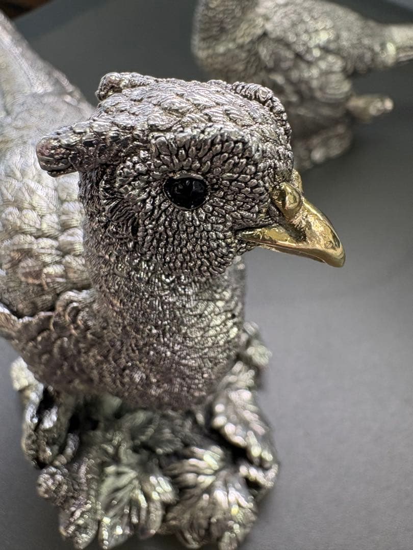 英国カントリーアーティスト社 純銀張彫刻 雄雌2体<No.1444>