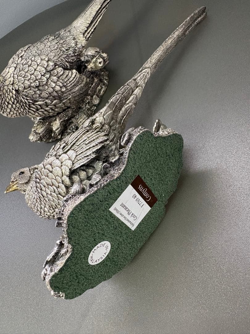 英国カントリーアーティスト社 純銀張彫刻 雄雌2体<No.1444>