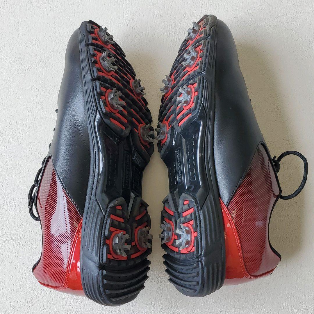 THE STORE UK15 33cm ゴルフシューズ 黒/赤 合成皮革