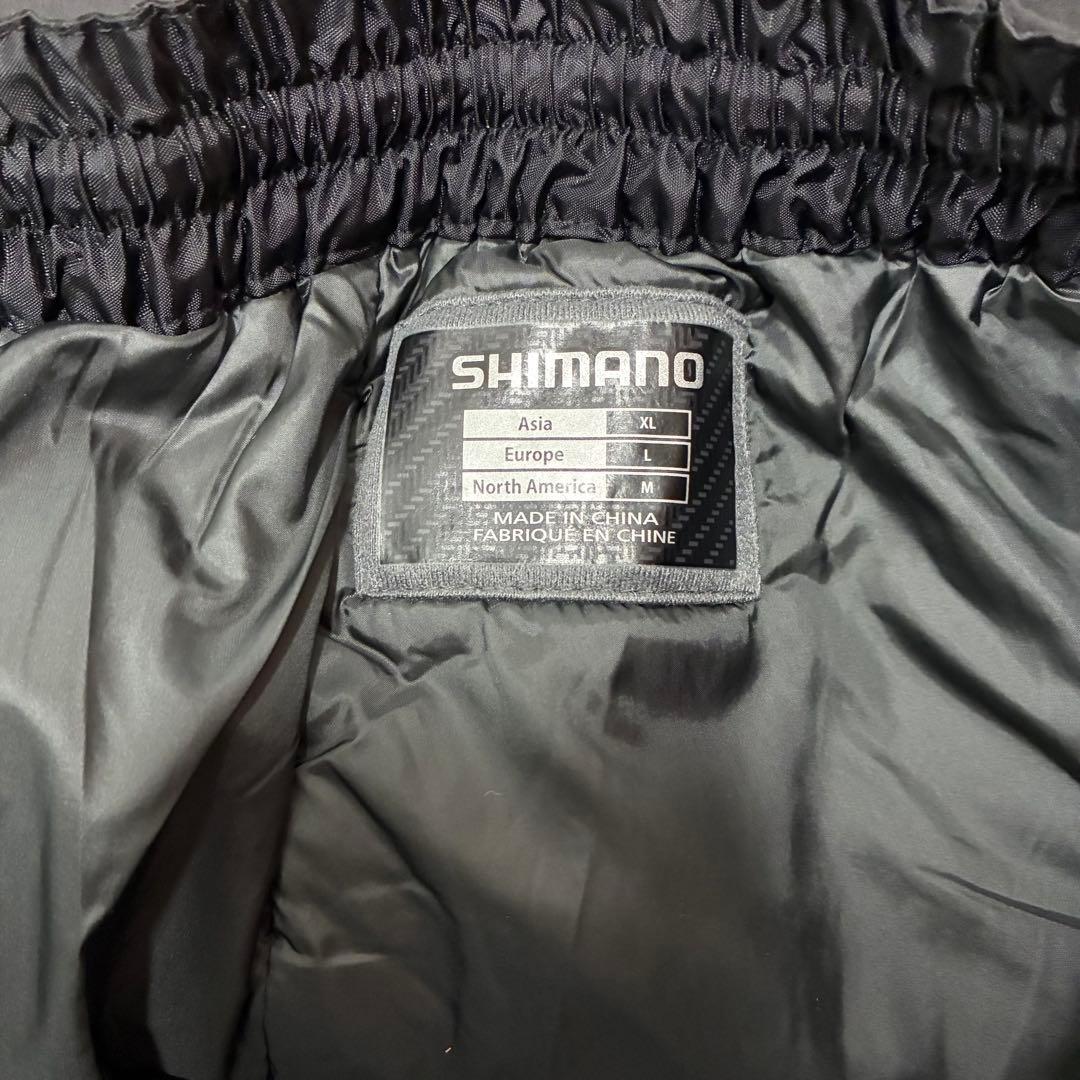 極美品！SHIMANO 中綿 撥水ナイロン 上下セット カモフラ ブラック XL