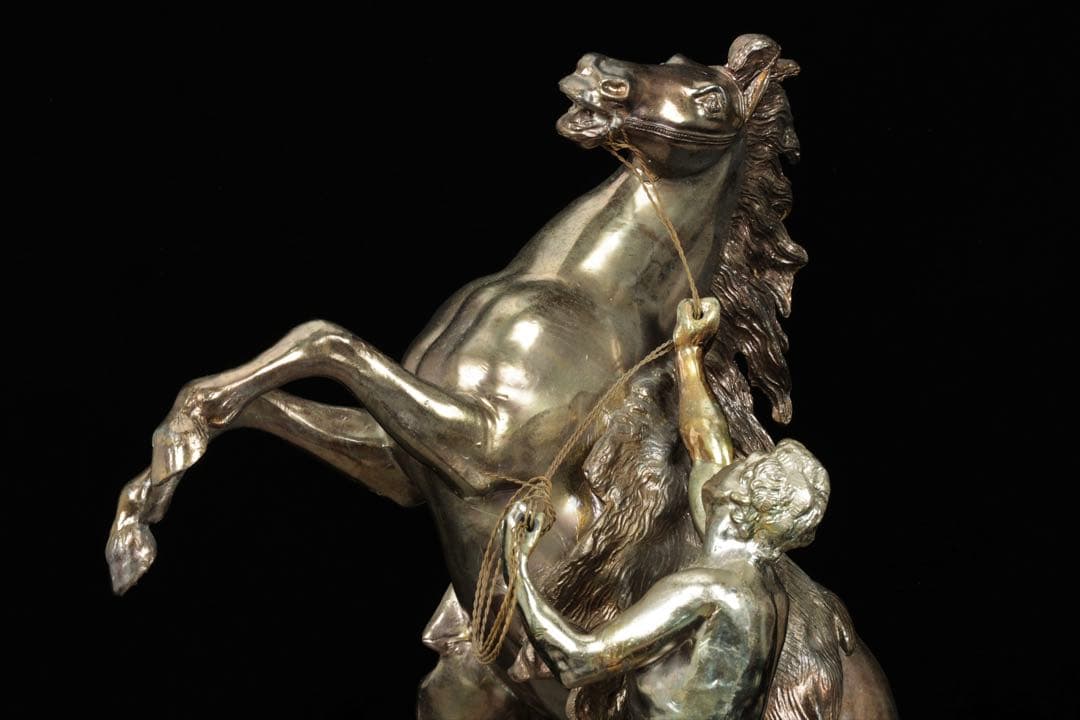 【西洋刻美術】フランス作家 金属彫刻像 『Marly horse マルリーの馬』