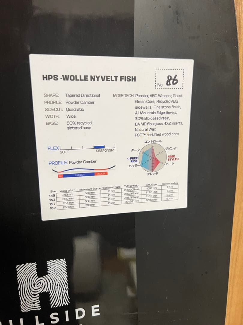 スノーボード SALOMON HPS WOLLE NYVELT FISH 157