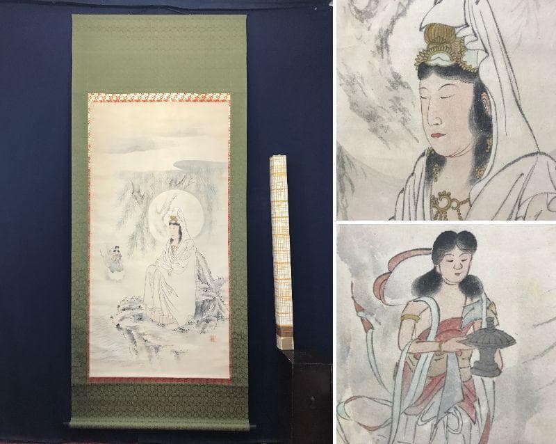 【真作】徳南舎/柳巌観音図/観音図/大幅/掛軸/名家伝来/AC-285