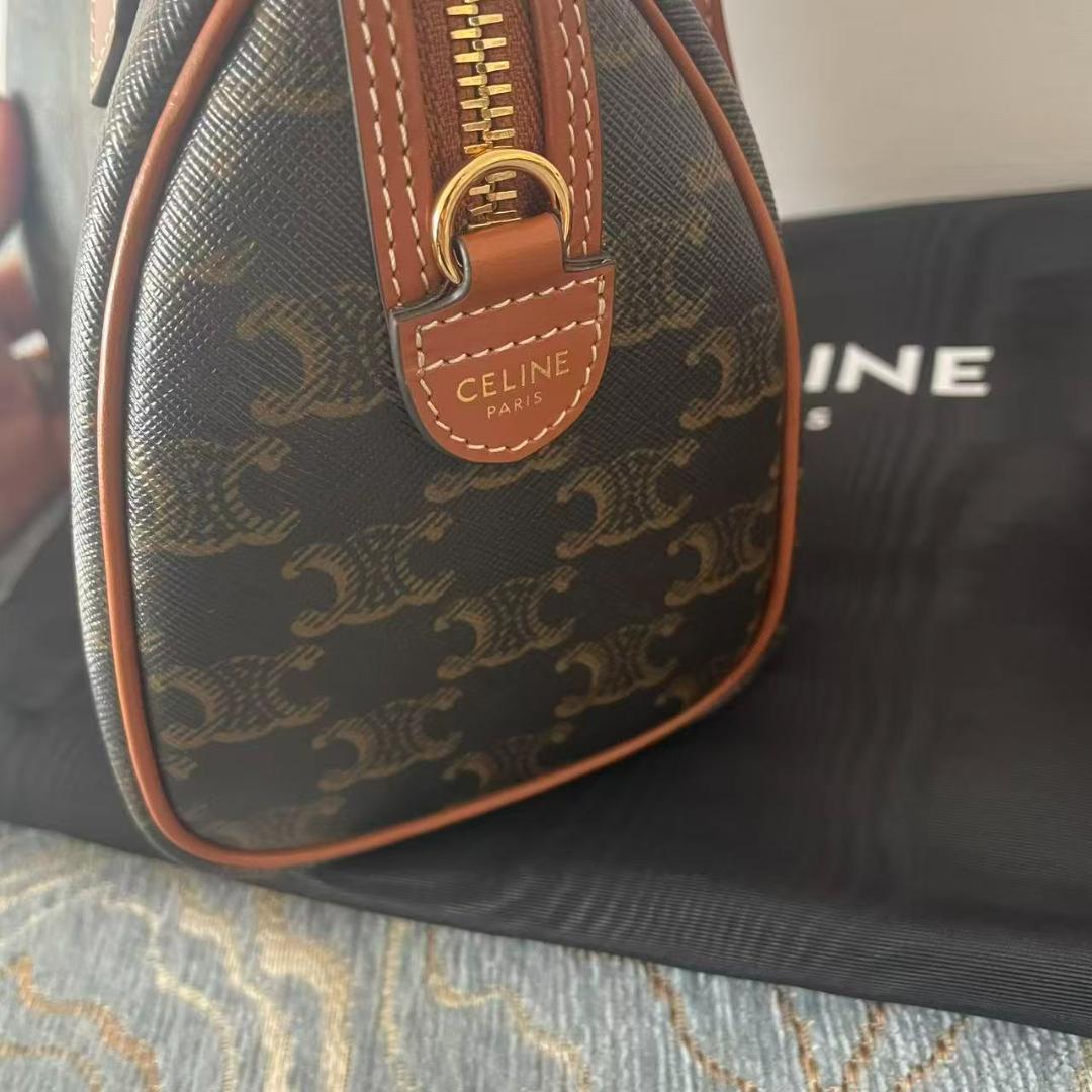 美品 スモールボストン トリオンフキャンバス＆カーフスキン