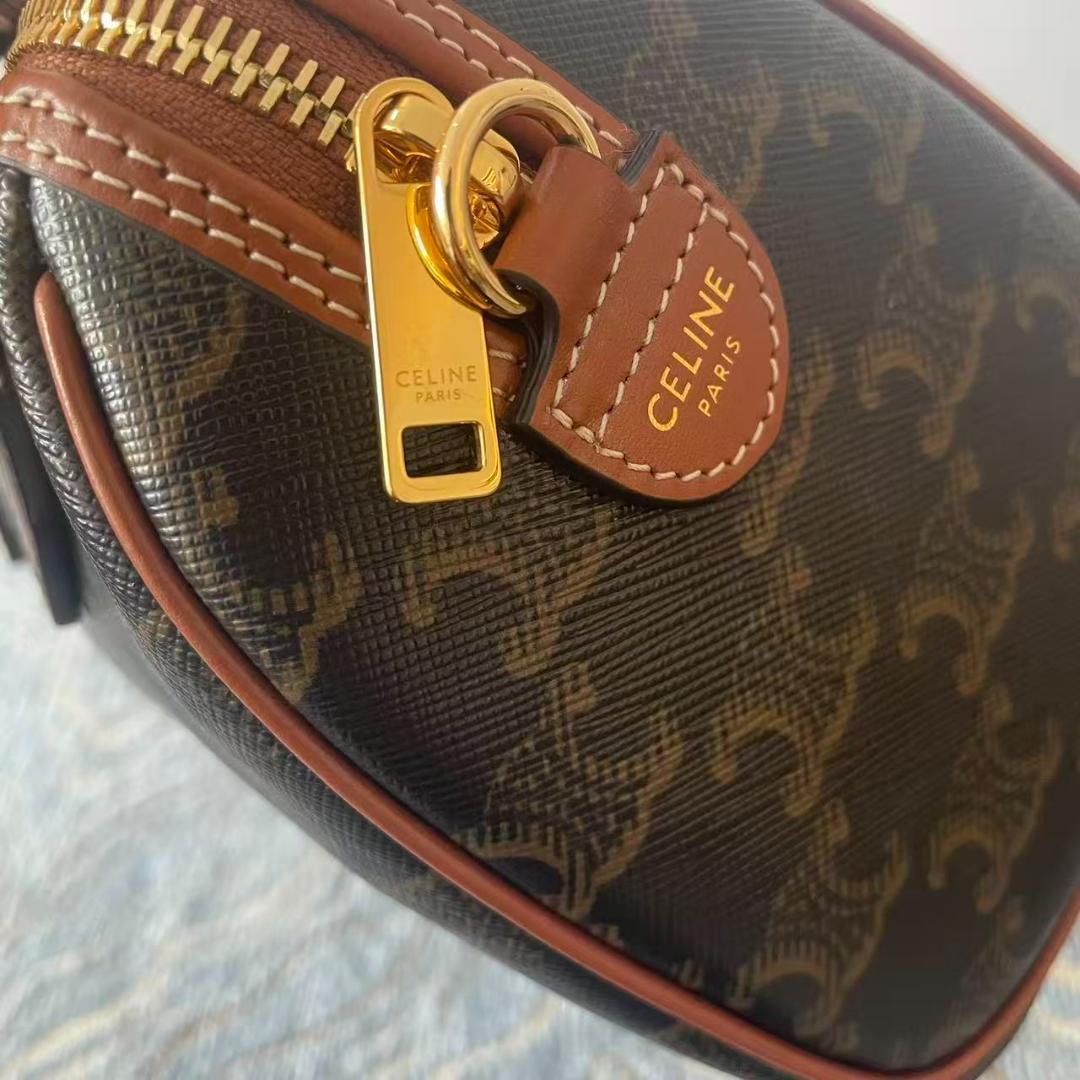 美品 スモールボストン トリオンフキャンバス＆カーフスキン