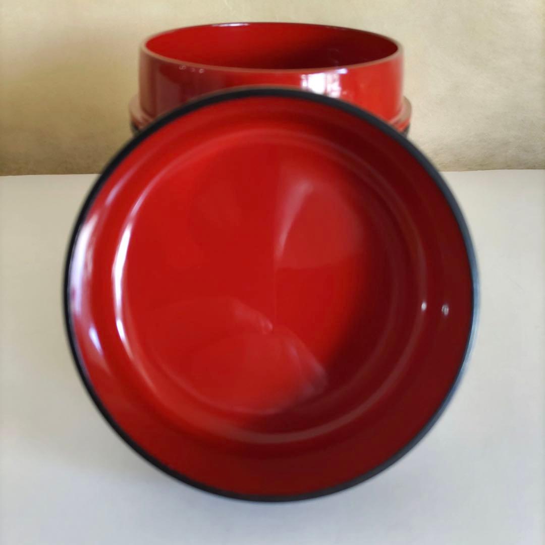 【未使用】おひつ　一人用　黒　刷毛目　松葉模様　漆器