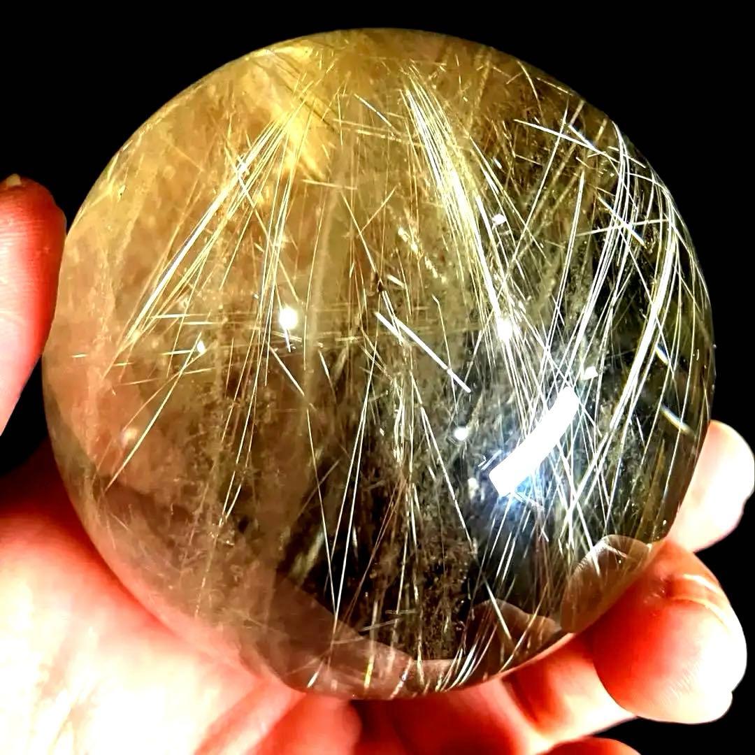 超大玉　62mm ゴールドルチルクォーツ　金針水晶　パワーストーン