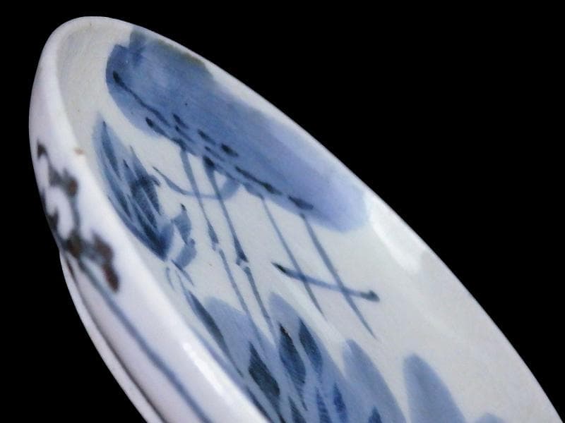 古伊万里　染付　竹笹の図　２寸半皿　豆皿　E596AS-CUh