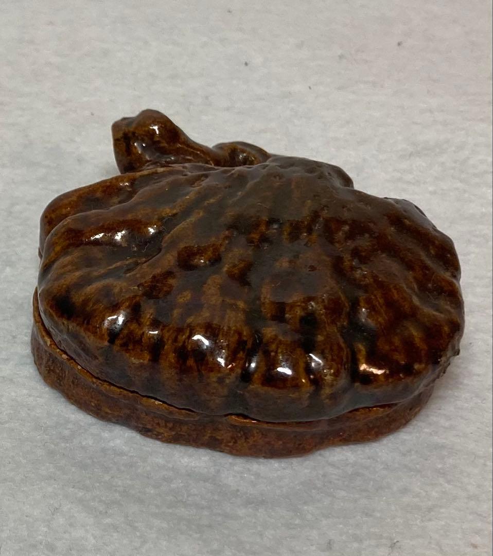 B313h 「大樋焼 霊芝香合」前大徳誡堂箱書付桐箱　香道具　茶道具