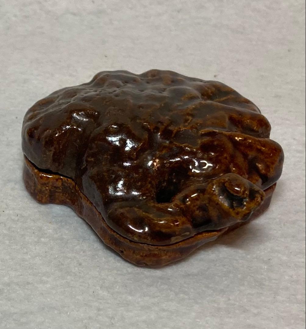 B313h 「大樋焼 霊芝香合」前大徳誡堂箱書付桐箱　香道具　茶道具