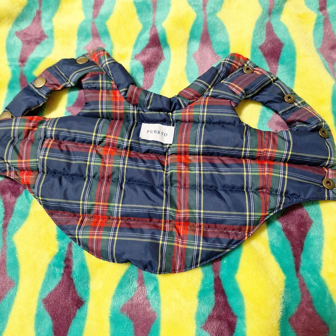 プエルト　ダウンベスト PUERTO チェック柄犬服 ネイビー/レッド