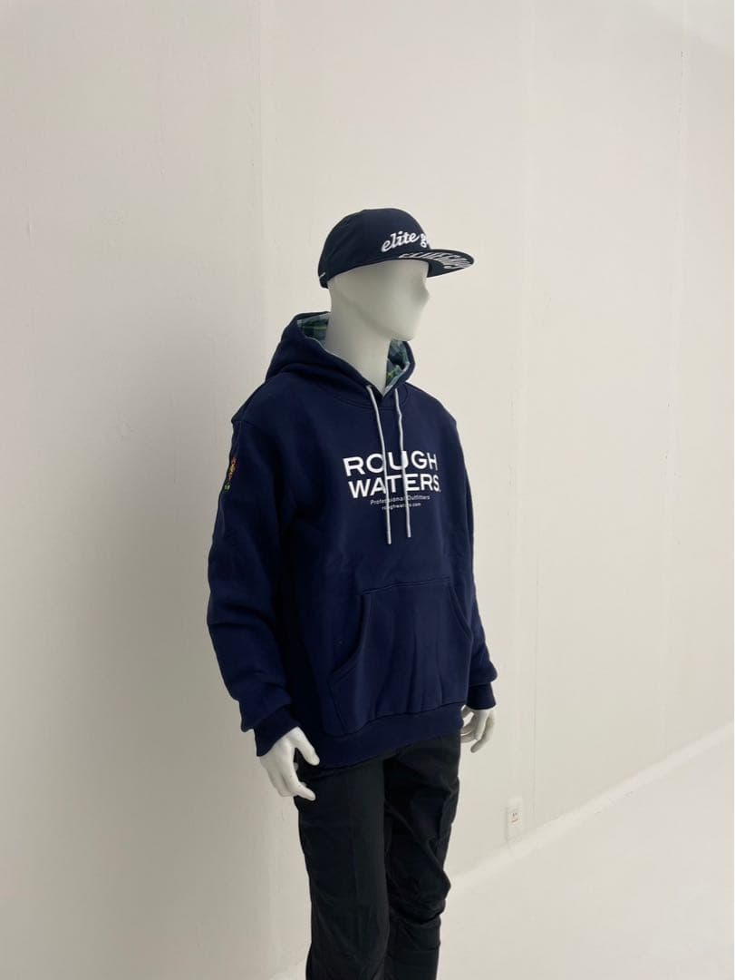 エリートグリップ　ROUGH WATERS ロゴ　パーカー ネイビー　L 新品