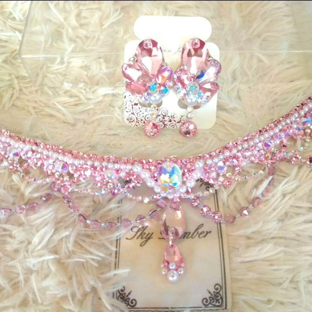 mi様　大人ラブリーなピンクのネックレス　イヤリング　社交ダンス　ベリーダンス