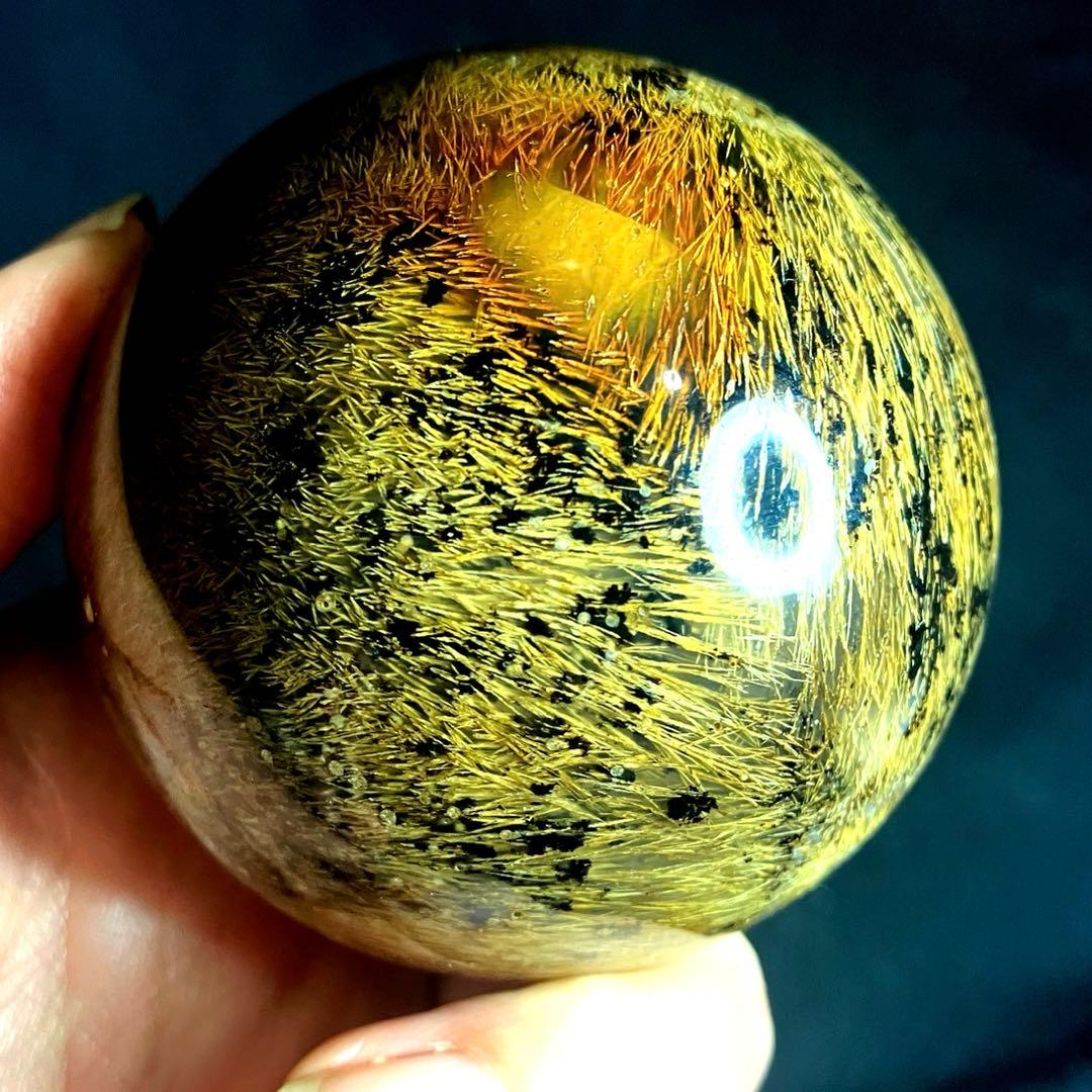 超大玉　65mm ゴールドスモーキールチルクォーツ　金針水晶　パワーストーン