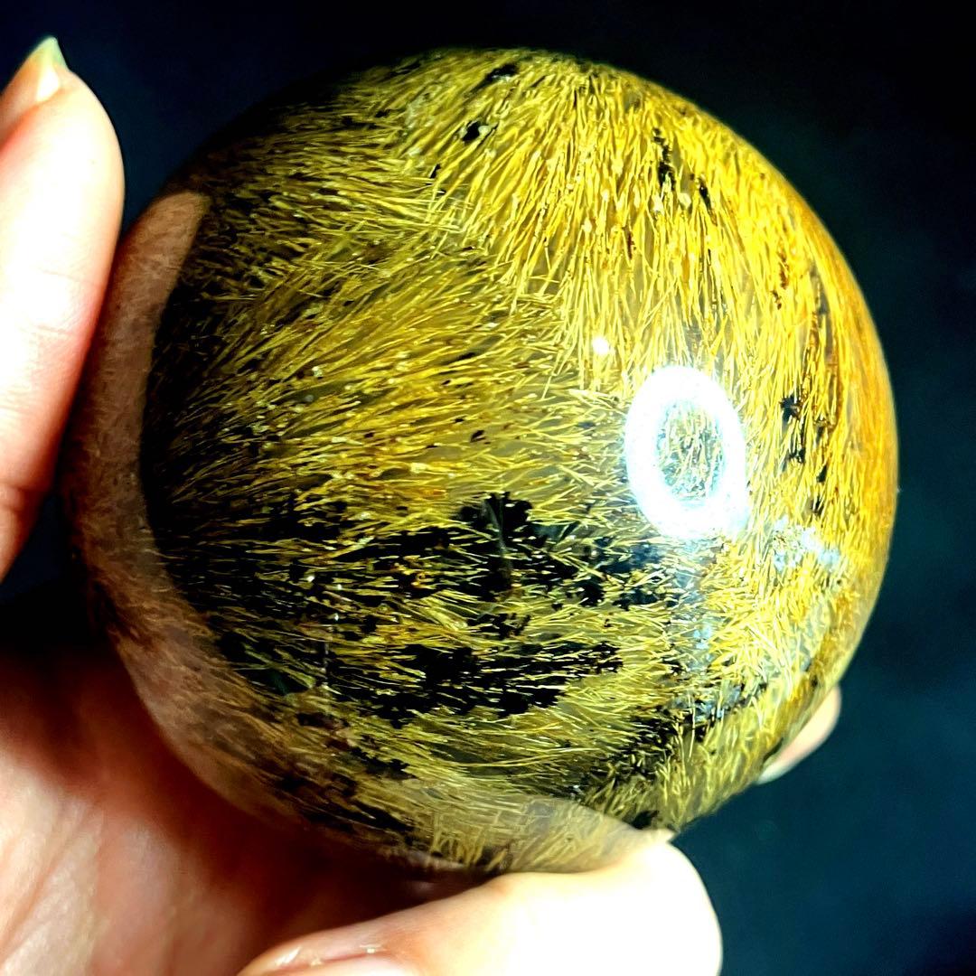 超大玉　65mm ゴールドスモーキールチルクォーツ　金針水晶　パワーストーン