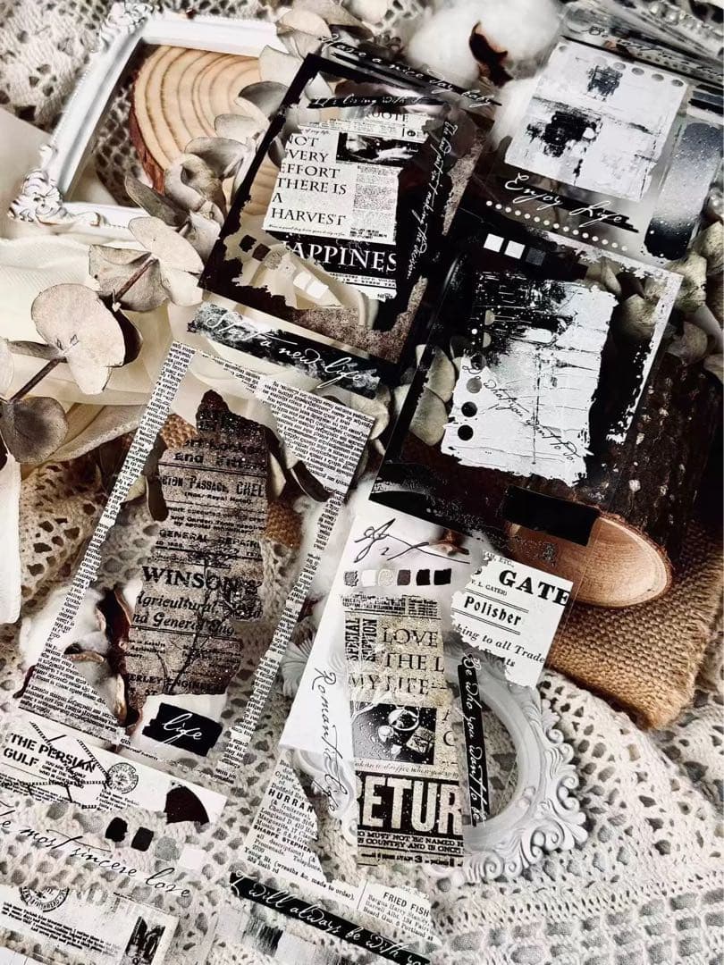 霖蓝汐原创手账《素材排版框》海外マスキングテープ　マステ 【2238】