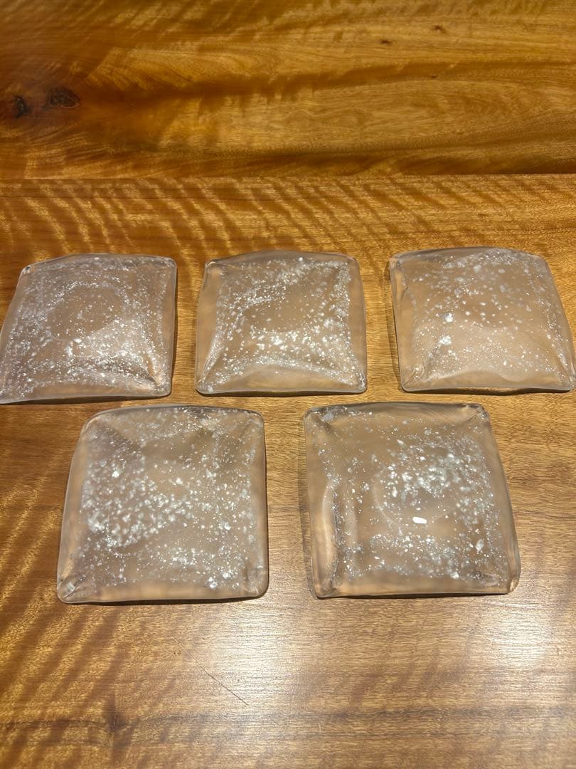 藤田喬平　手吹きガラス　四方皿　5枚セット