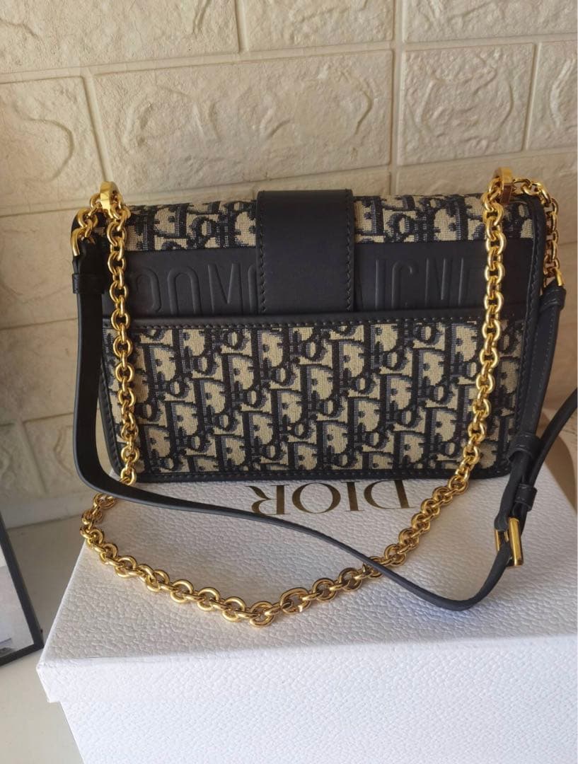 ロゴ入りショルダーバッグ ネイビー/ベージュ