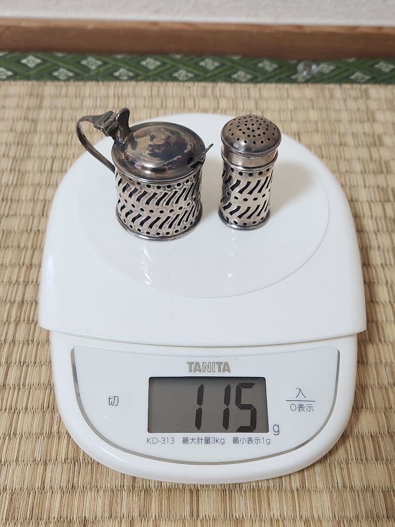 アンティーク　シルバー　ミニ調味料入れ　銀製　スターリングシルバー