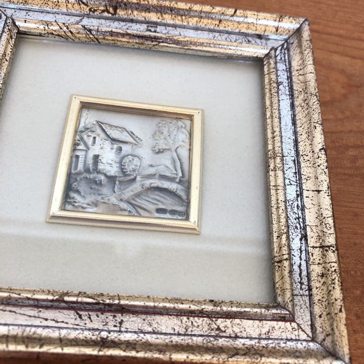 希少　ウノアエレ　純銀　ミニ絵画　銀細工　額　シルバー　イタリア　風景画　壁掛け