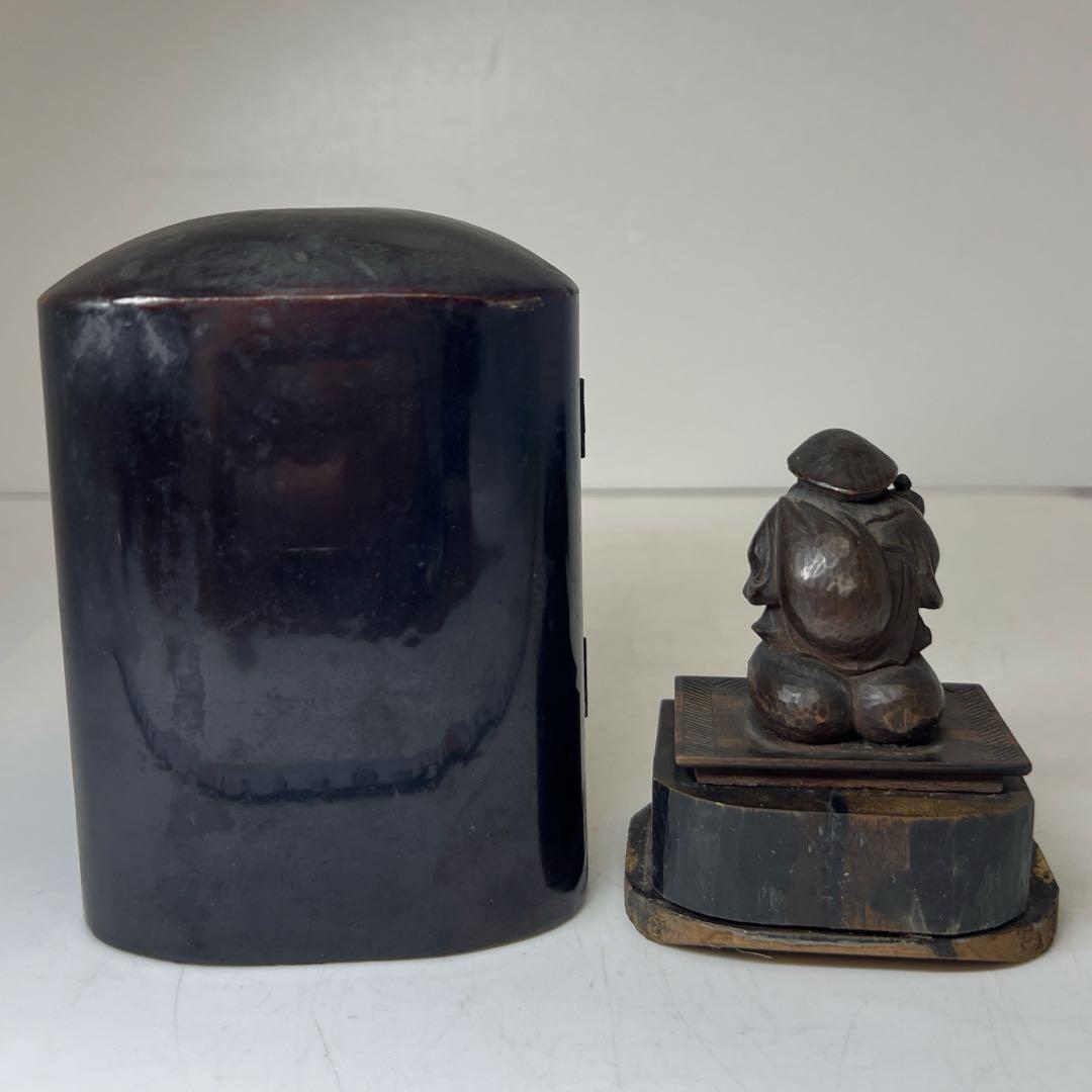 江戸初期 木彫大黒天 厨子入 東キ8-0204☆2F