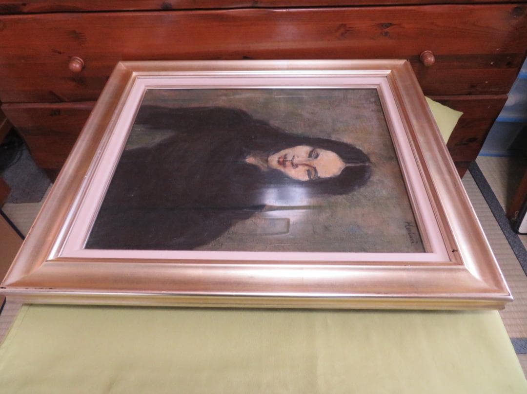 ◆ 堀内規次 「黒衣の女」油彩8号 真作保証　自由美術会員　 美術文化協会賞◆