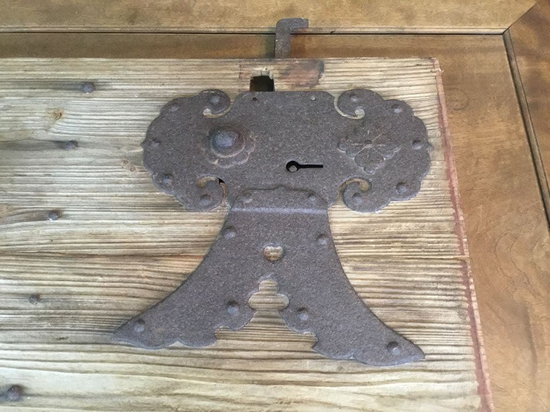 江戸〜明治時代　枯れ板　敷板　花台　錠前金具付　古い蔵戸/ 李朝　ソバン