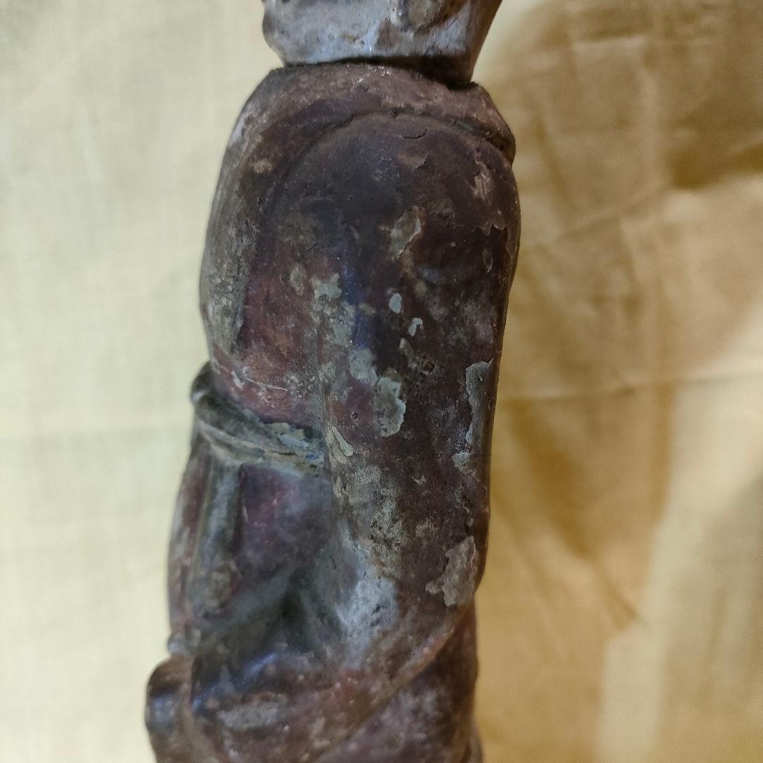 加彩人物俑　侍者　中国古陶　古玩