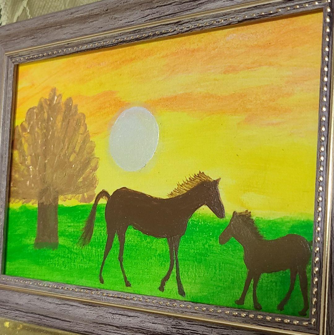 専用ページ【ハガキサイズ】開運絵画 金のなる木 馬  親子 大吉数入り