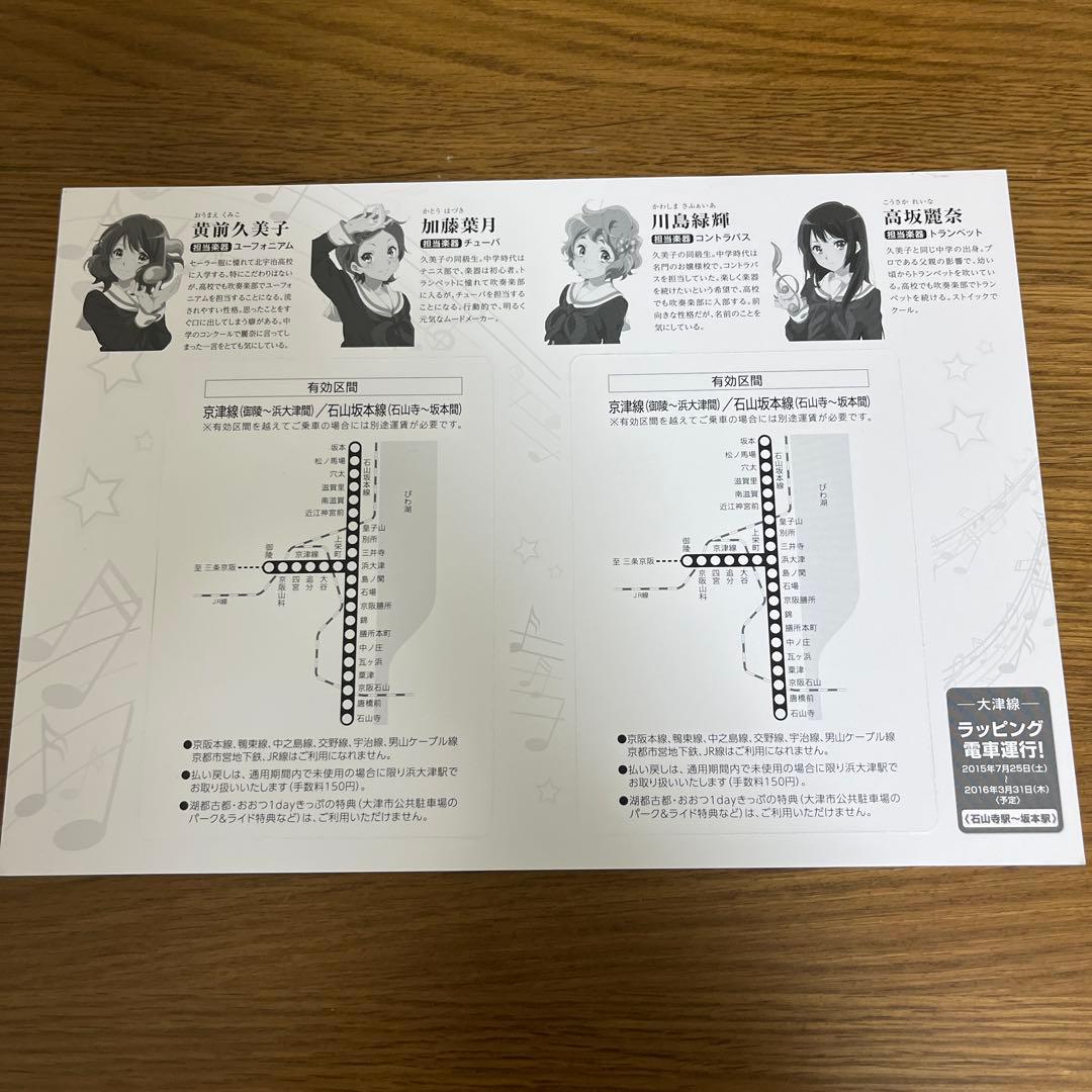 京阪電車✖️響け！ユーフォニアム　特製乗車券3種セット