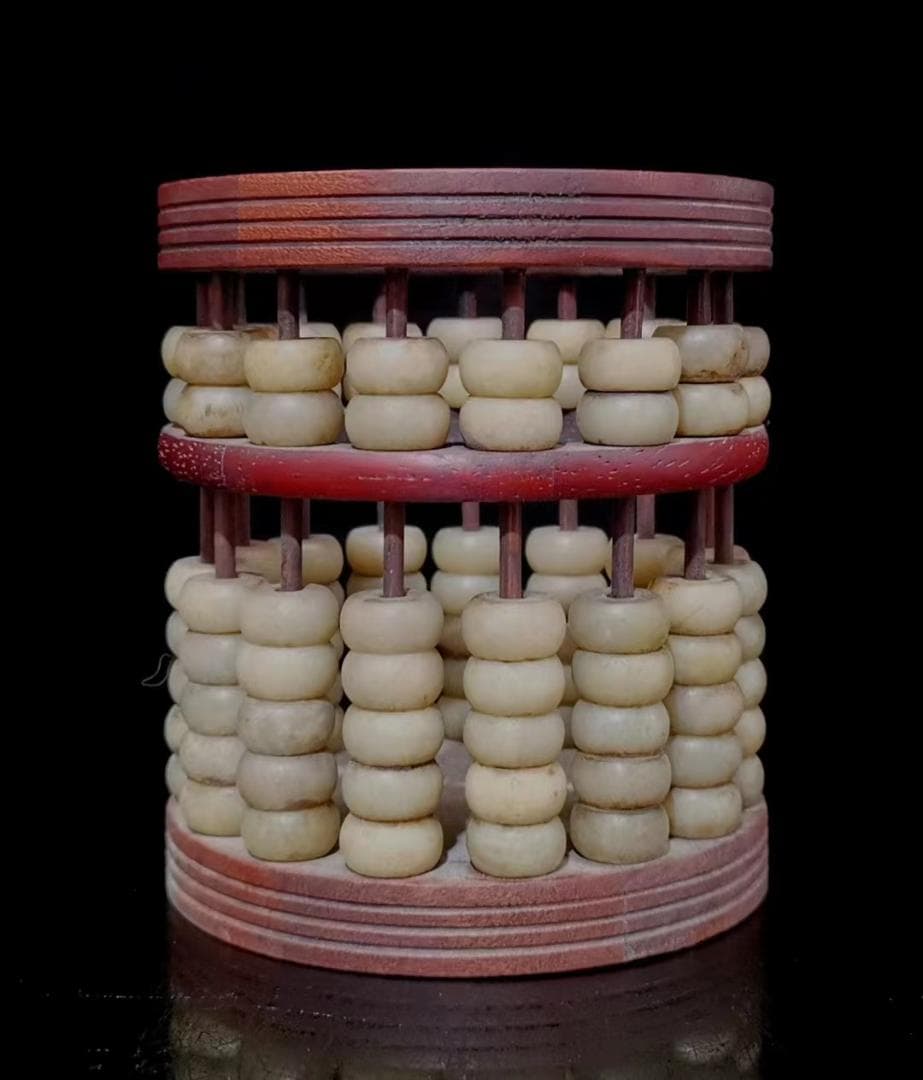 中国古美術・珍蔵玉筆筒算盤・細密彫・極細工・賞物・文房具 ・書道品 ・风水开运