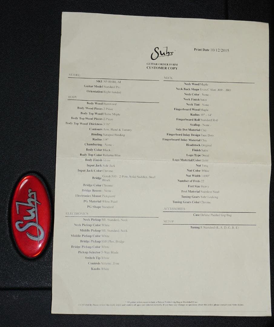 ギター Suhr Standard Pro Bahama Blue