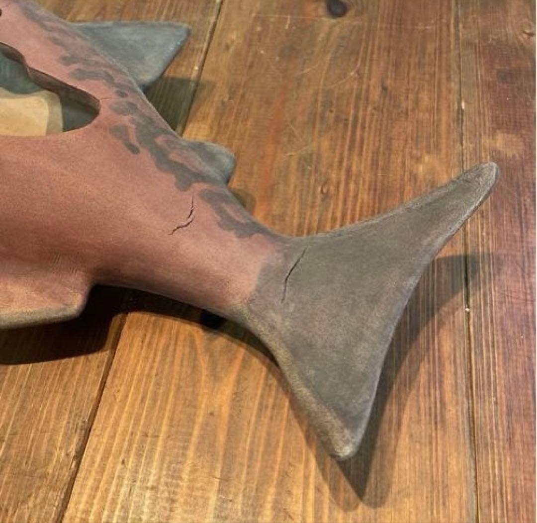 美品　陶芸　焼物　魚　花器　陶器　花瓶　オブジェ　重厚感ある　花入