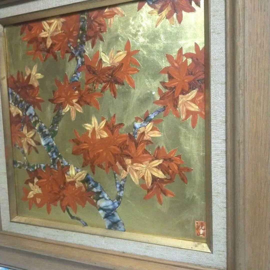 日本画 漆画・七宝？ 木製フレーム