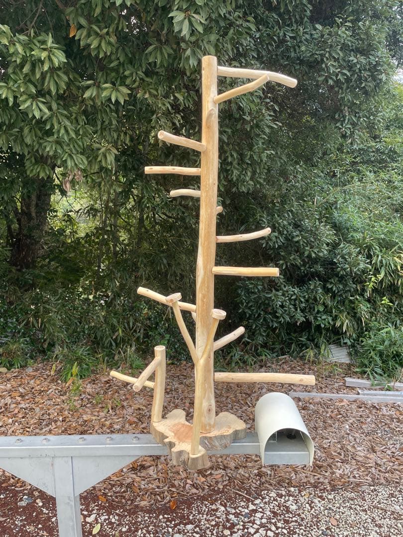 国産ヒノキ　鳥用止まり木　スタンド　アスレチック階段　約100センチ