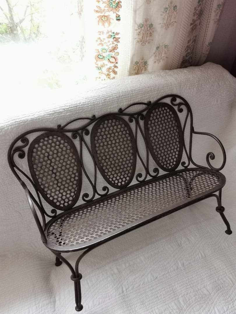 アンティークイギリス アイアン製 ドールチェア 産業革命時代 ブロンズ色 レア