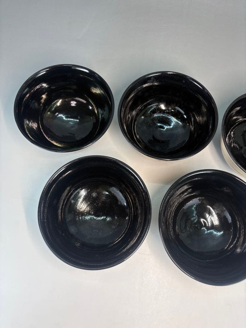 【中古品】森岡嘉祥造　秋草絵茶碗五客（共箱）