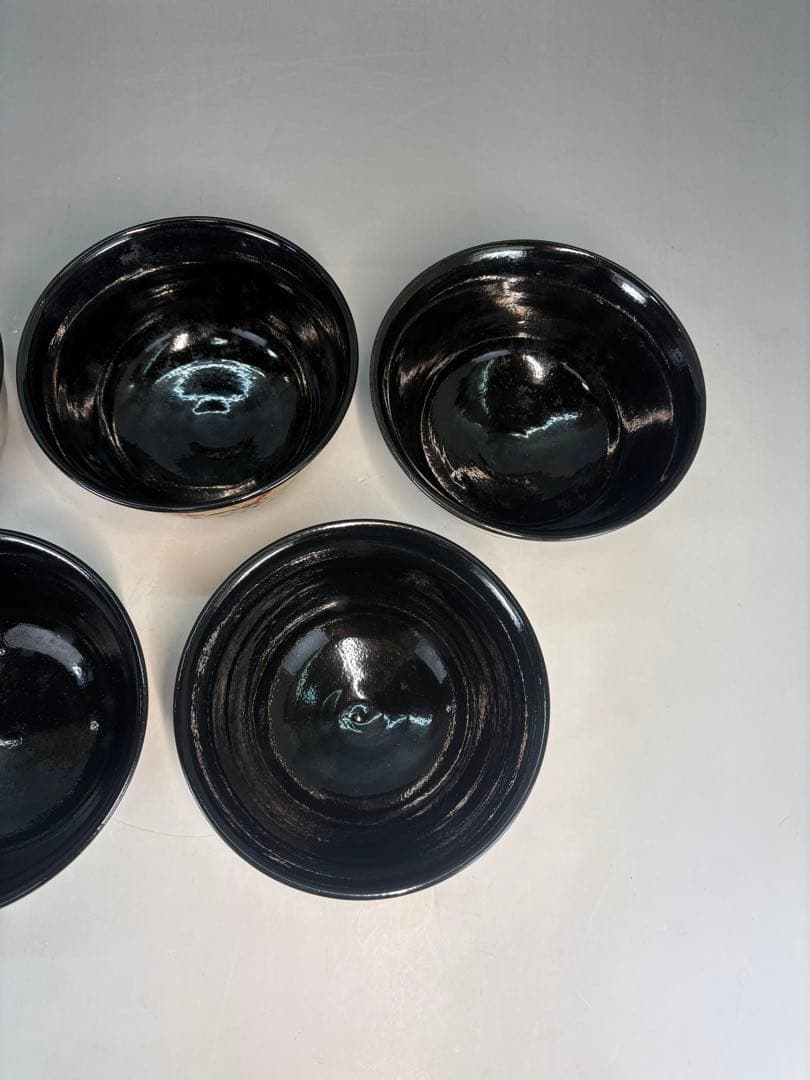 【中古品】森岡嘉祥造　秋草絵茶碗五客（共箱）