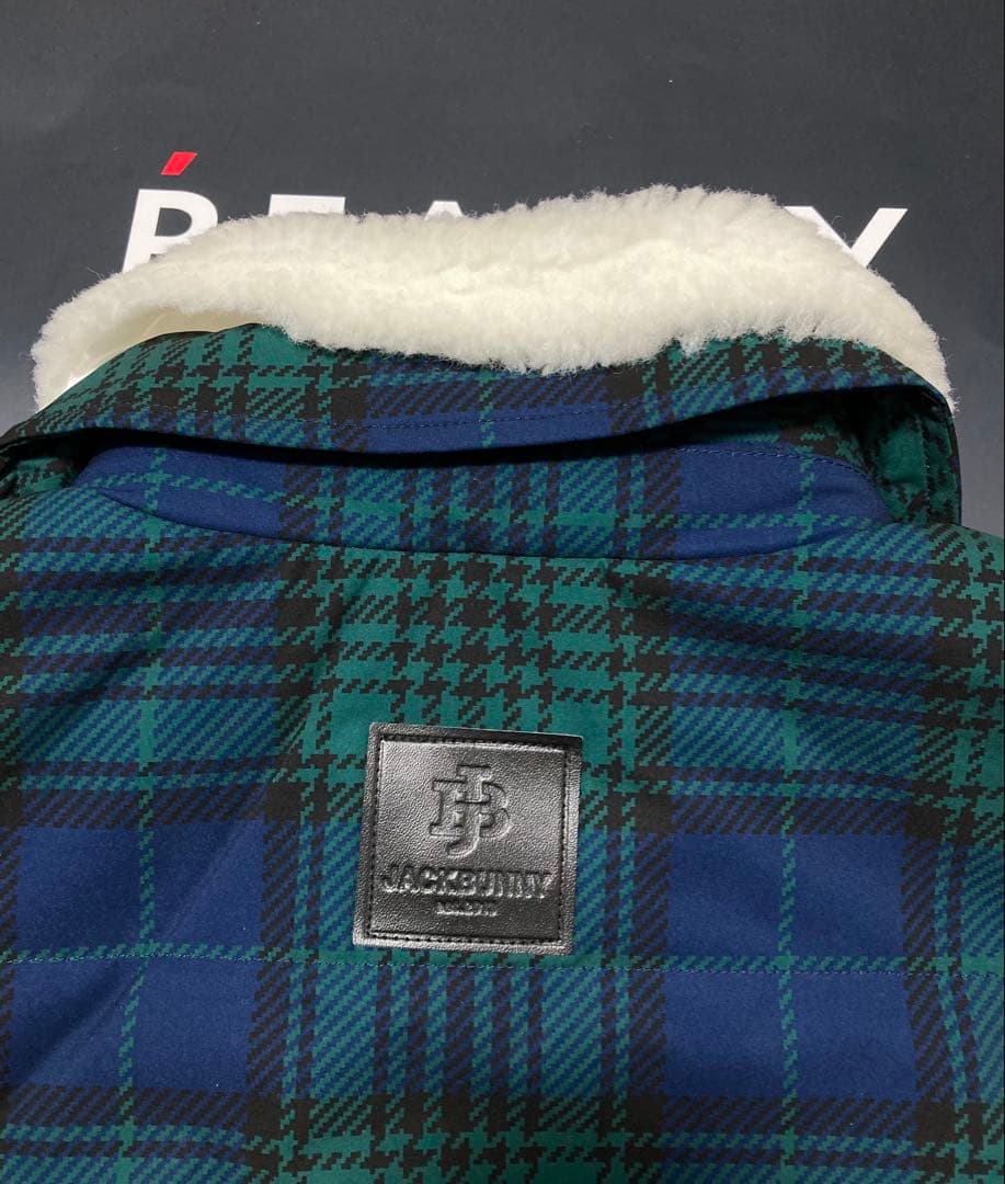 新品 ジャックバニー 2WAYストレッチタフタ ボア襟ブルゾン(4)サイズM/緑