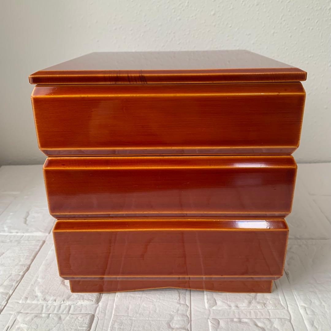 飛騨春慶　茶色 漆器 3段重箱 松澤漆器店　お正月